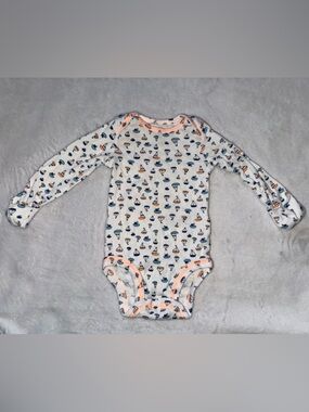White Long-Sleeve Baby Bodysuit with Nautical Sailboat Print